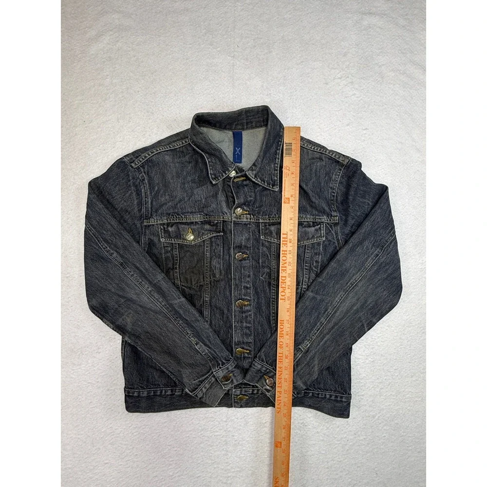 HM Divided Mens Denim Trucker Jacket Dark Wash Black Cotton XL Classic Casual